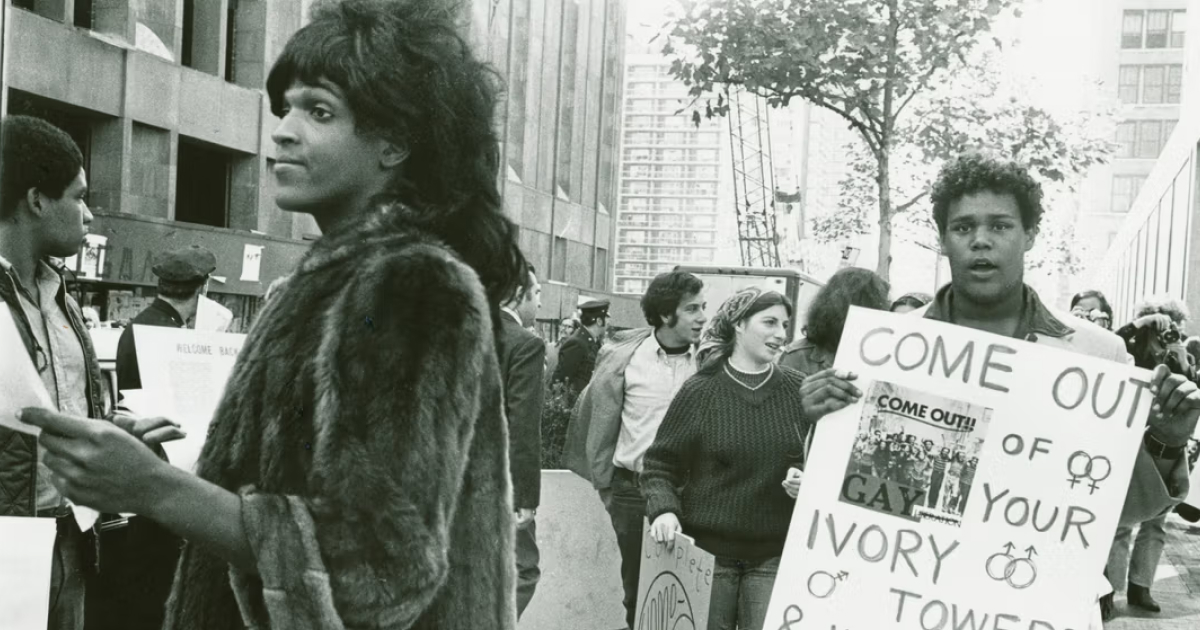 Diana Davies photograph of the Stonewall Inn during the June 1969 demonstrations on Christopher Street, Greenwich Village.