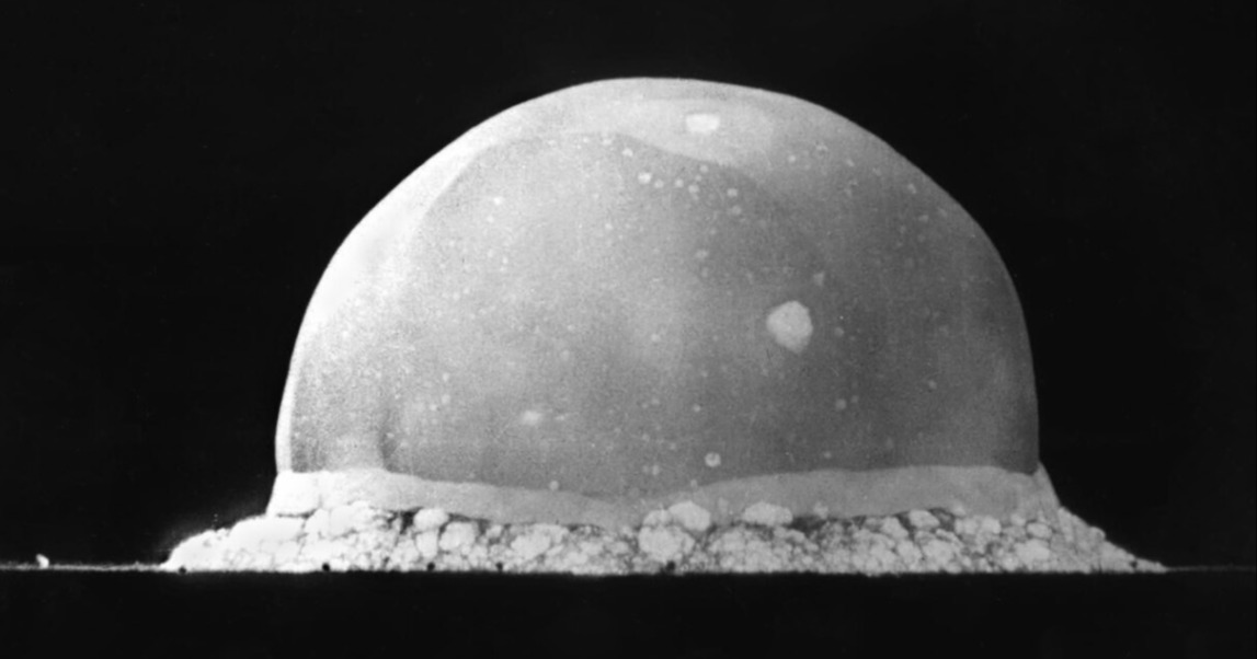 Trinity test fireball photographed at 0.025 seconds after detonation, July 16, 1945, by Berlyn Brixner.
