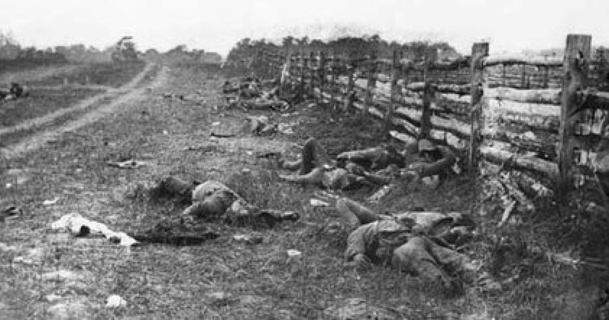 Alexander Gardner’s 1862 photograph of Confederate dead at the Battle of Antietam, the bloodiest single day in American military history.